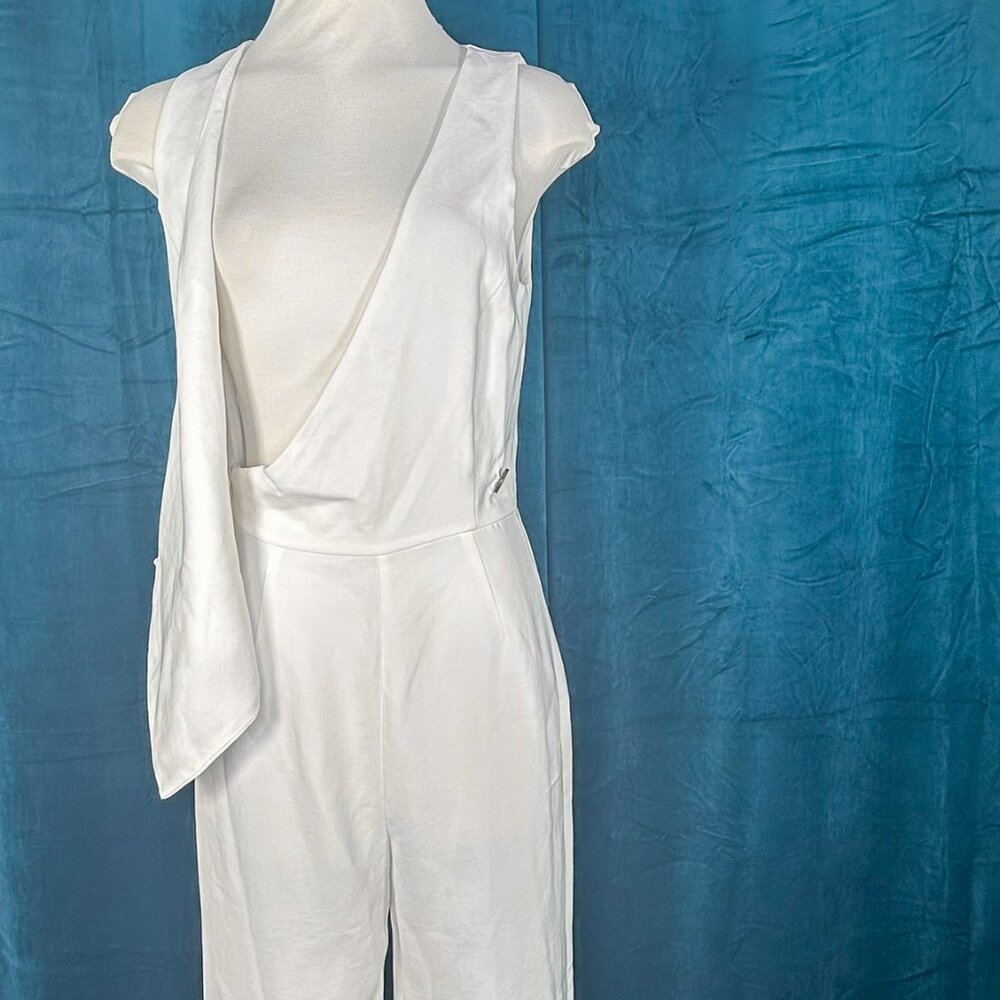 ZARA with Asymmetric Crepe Vest Jumpsuit Ecru - Picture 3 of 11